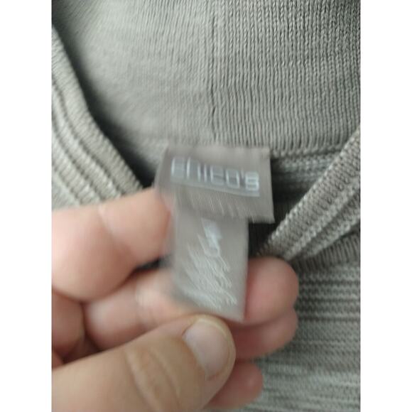 Chicos Woman 3/L Sweater Tank Mock Neck Brown Cream Striped Sleeveless Pullover - Picture 3 of 9